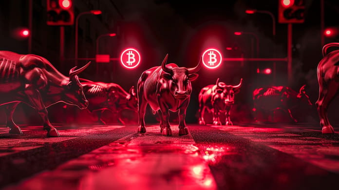 bitcoin btc červená červenec býčí býk