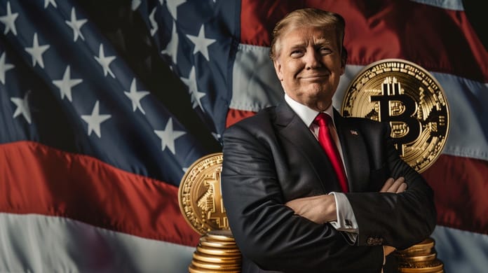 donald trump vlajka usa bitcoin