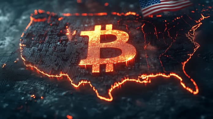 bitcoin btc usa volby vlajka midjourney