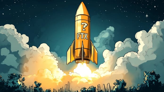 FTX raketa start otazník midjourney