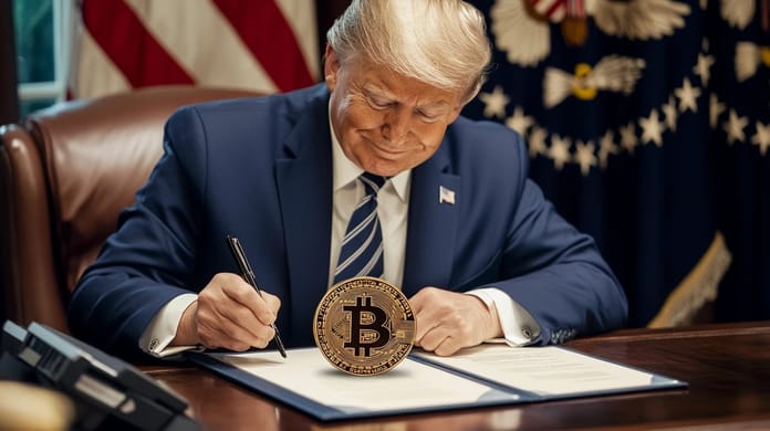 Donald Trump bitcoin rezerva USA příkaz midjourney
