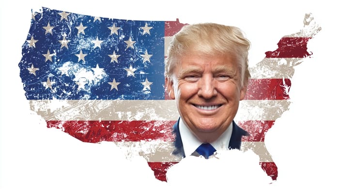 Donald Trump USA Spojené státy vlajka mapa stablecoin zákon regulace Midjourney