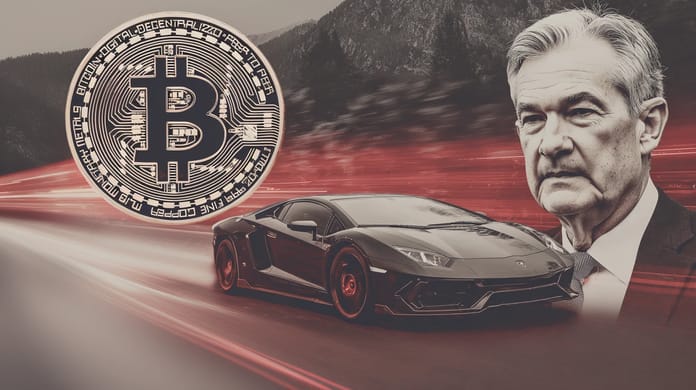 bitcoin btc Jerome Powell lambo start USA Midjourney