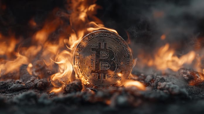 bitcoin btc propad cena kurz oheň Midjourney