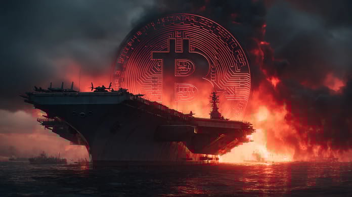 bitcoin btc USA Iran utok propad cervena pokles Midjourney nahledovy obrazek