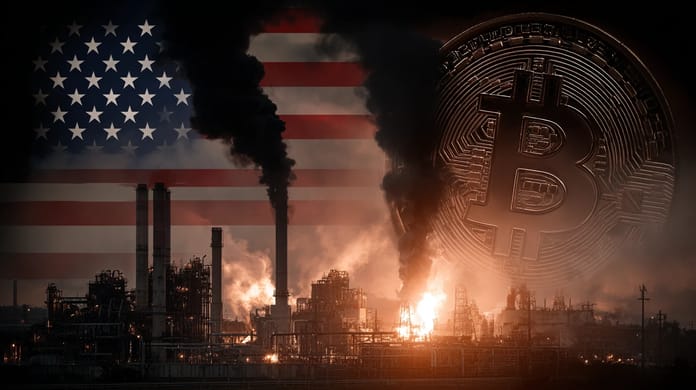 bitcoin btc usa elektrárna útok Iran Midjourney nahledovy obrazek
