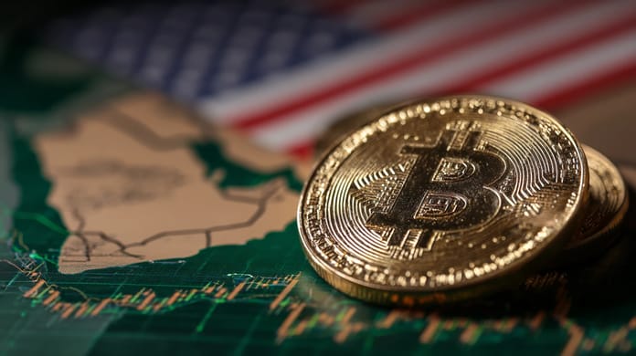 bitcoin btc hormuz strait usa vlajka Midjourney nahledovy obrazek
