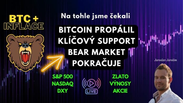 Bitcoin live stream – Bitcoin propálil klíčový support – Bear market pokračuje