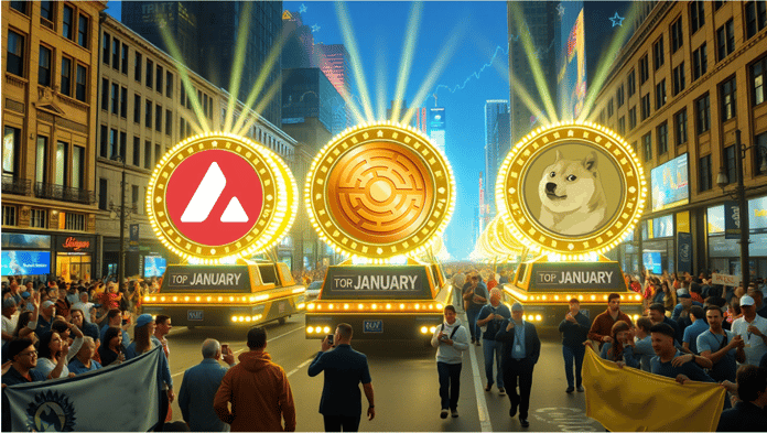 Nejlepší mince pro leden: Dogecoin (DOGE), AVAX, MTAUR