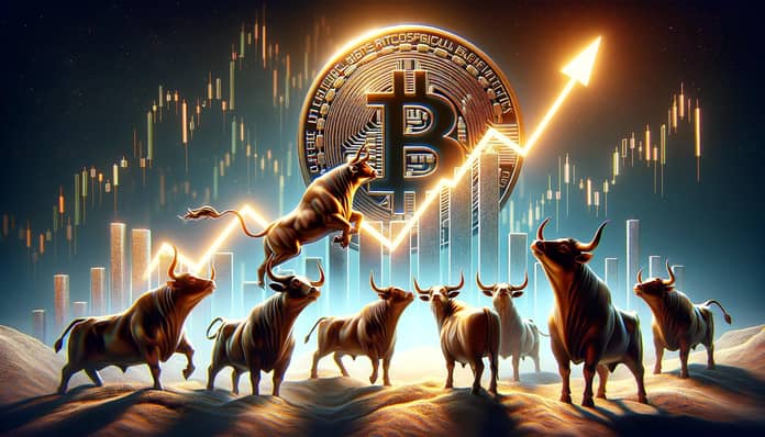 graf bitcoinu s býky