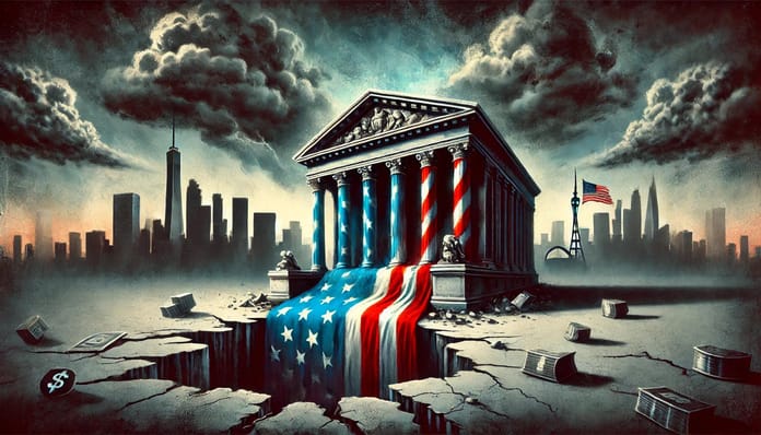 banka usa krize vlajka dalle