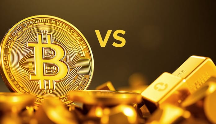 bitcoin vs zlato poměr za 2025