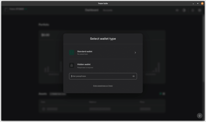 Trezor Suite a zadávaní Passphrase 
