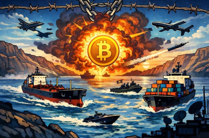 Bitcoin, hormuzský průliv, btc