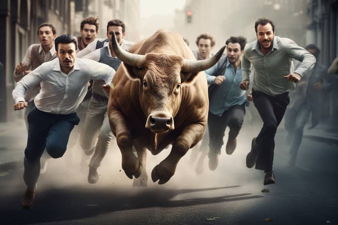 bullrun lidé běh trend fomo