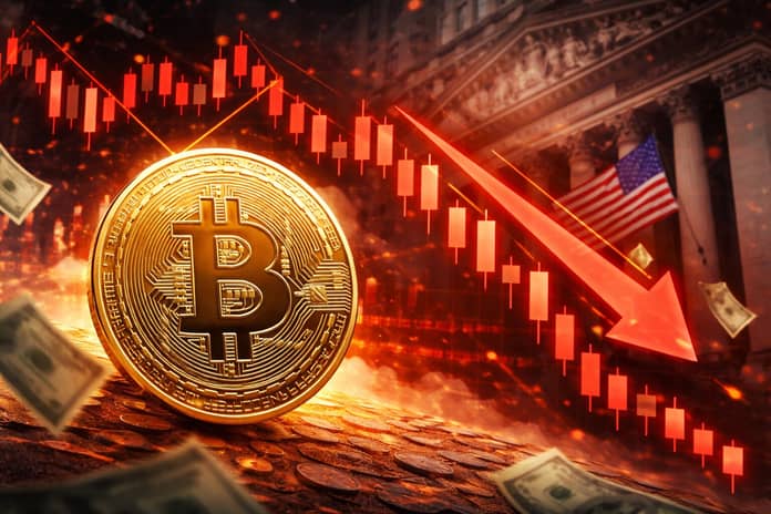 bitcoin pád pokles akcie usa dalle