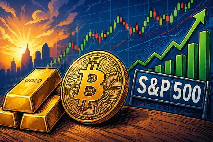 BTC, zlato, akcie