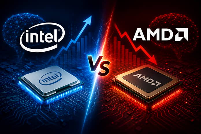 Intel vs. AMD akcie AI technologie porovnání