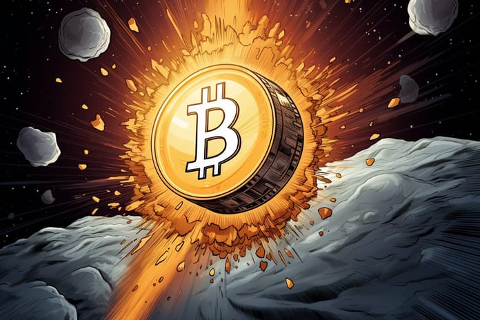bitcoin růst raketa měsíc kurz cena