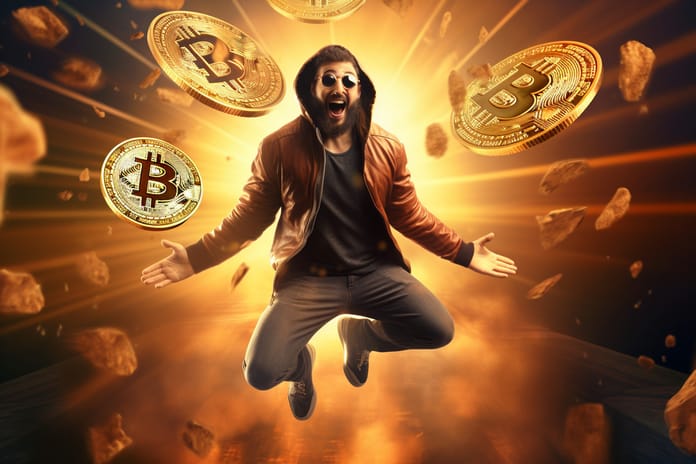 bitcoin obchodník oslava nárůst vysoko