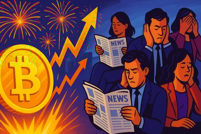 Bitcoin růst, ignorace, media