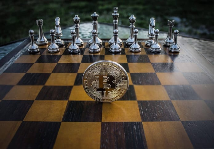 šachy, šachovnice, bitcoin