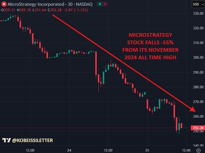 Propad ceny MicroStrategy. 