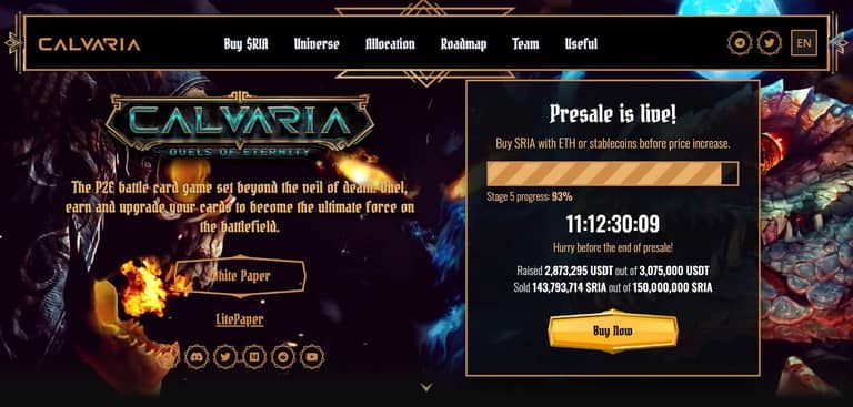 Předprodej Play-to-Earn hry Calvaria se uzavírá na 3 milionech, nyní zbývá k vybrání pouze 200 tis. dolarů – Nenechte si jej ujít  