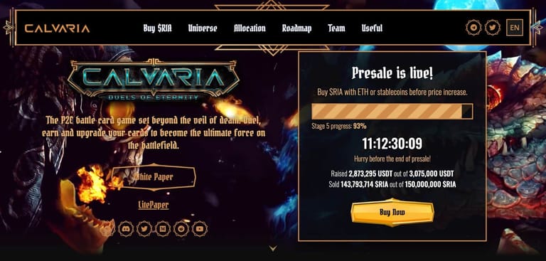 Předprodej Play-to-Earn hry Calvaria se uzavírá na 3 milionech, nyní zbývá k vybrání pouze 200 tis. dolarů – Nenechte si jej ujít  