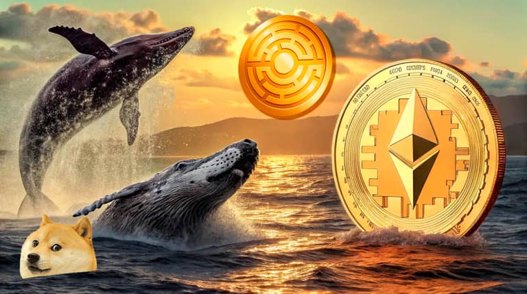 Nákupy Etherea velrybami rostou; Dogecoin čelí prodejnímu tlaku