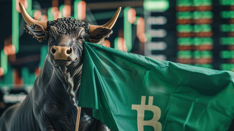 bitcoin btc vlajka býk graf cena usd