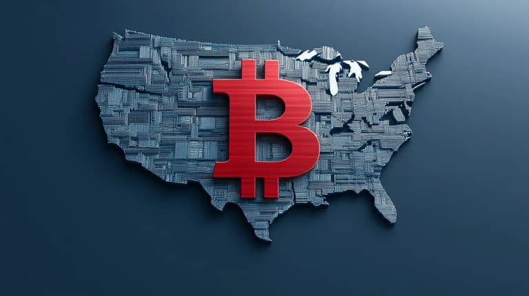 bitcoin btc usa etf pokles červená midjourney