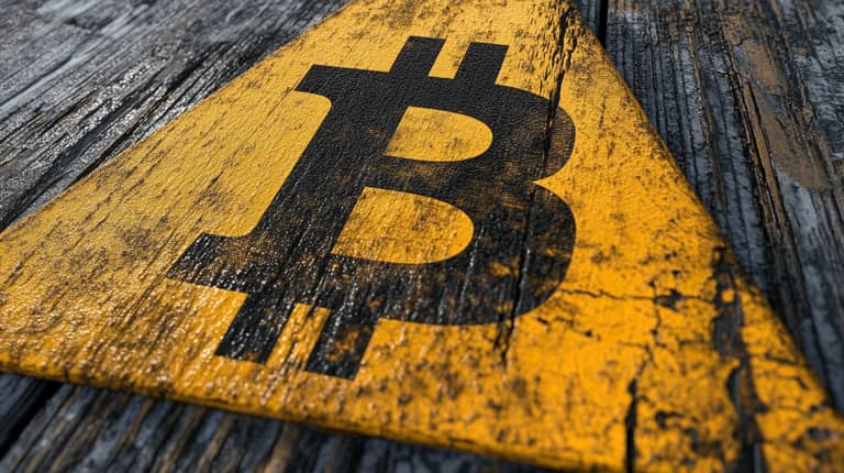 bitcoin btc logo varovani signal midjourney