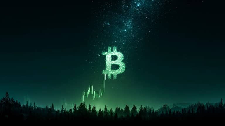 bitcoin btc svíčka měsíc obloha hvězdy Midjourney