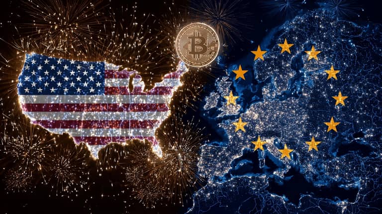 bitcoin btc eu usa mapa vlajka Midjourney