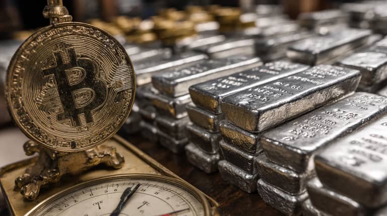 bitcoin btc stříbro silver Midjourney