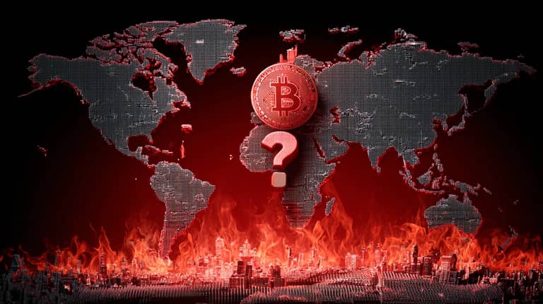 bitcoin btc usa evropa mapa svet rudo Midjourney