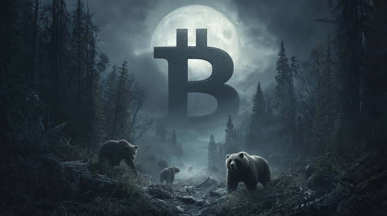 btc bitcoin logo bear market signal Midjourney nahledovy obrazek