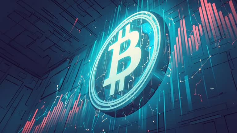 bitcoin btc logo pokles graf Midjourney nahledovy obrazek