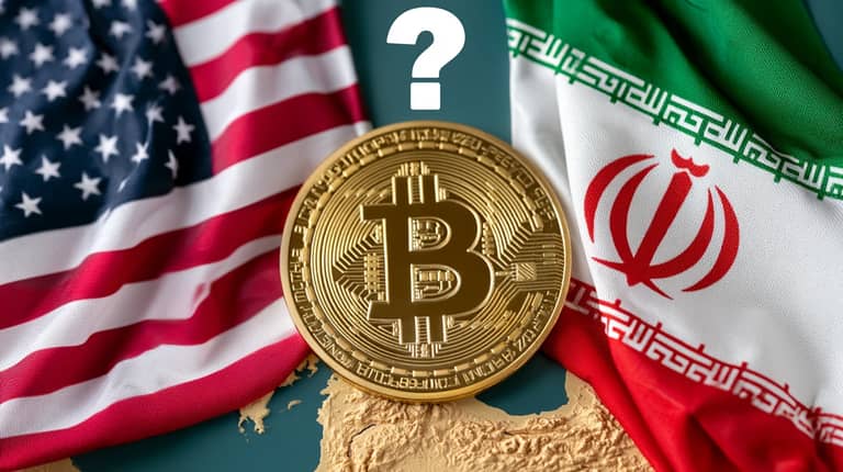 bitcoin btc usa iran vlajky hormuzs otaznik Midjourney nahledovy obrazek