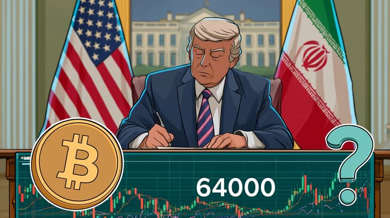 bitcoin btc Donald Trump iran usa podpis 64000 usd Midjourney nahledovy obrazek