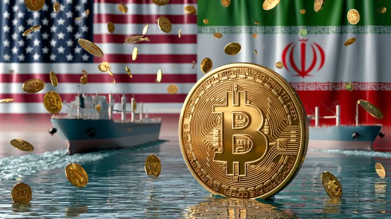 btc bitcoin hormuz ships usa iran flag Midjourney nahledovy obrazek