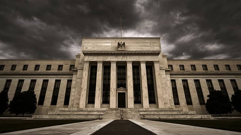 fed usa vlajka boure problem ekonomika Midjourney nahledovy obrazek