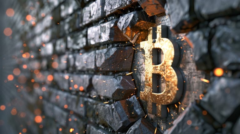 bitcoin cena kurz graf růst průlom analýza zeď rezistence support