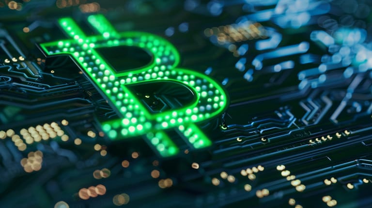 bitcoin btc logo zelená signál růst
