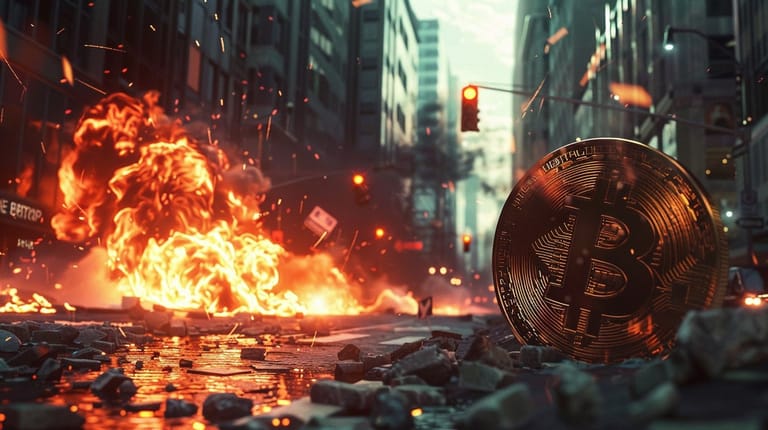 bitcoin krize likvidita etf 2024 oheň symbol logo