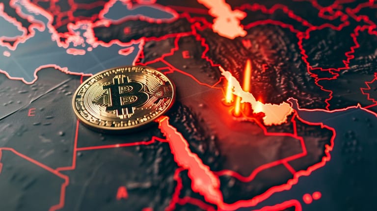 bitcoin btc propad cena mapa Blízký východ konflikt