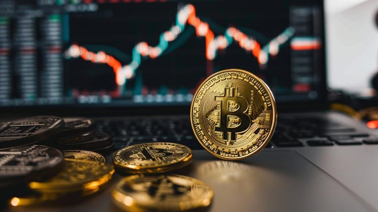 bitcoin graf kurz cena růst počítač mince logo