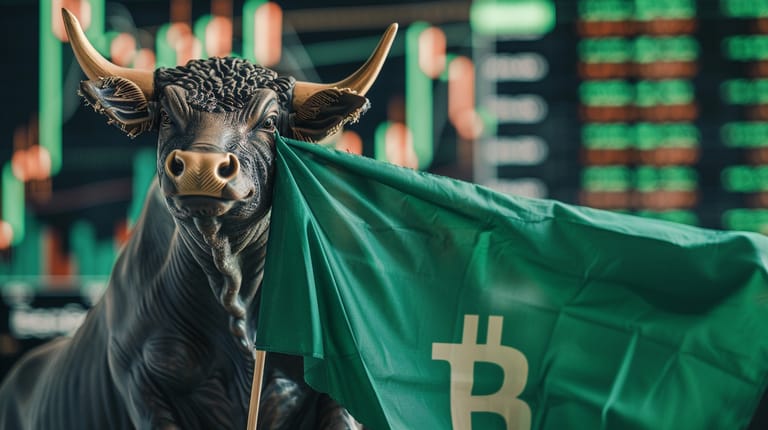 bitcoin btc vlajka býk graf cena usd
