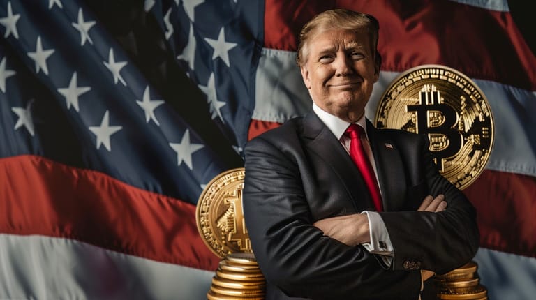 donald trump vlajka usa bitcoin